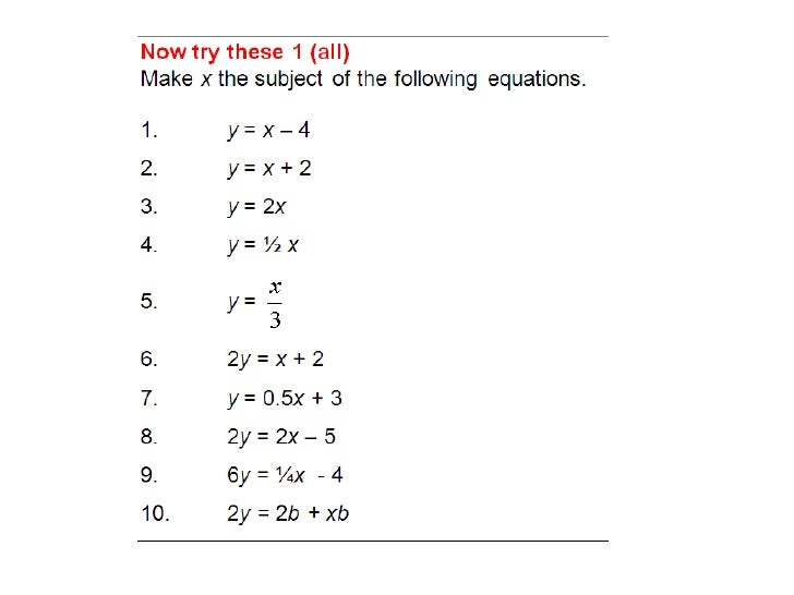 Rearranging Or Transposing Formulae