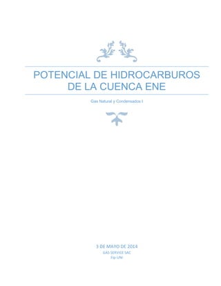POTENCIAL DE HIDROCARBUROS
DE LA CUENCA ENE
Gas Natural y Condensados I
3 DE MAYO DE 2014
GAS SERVICE SAC
Fip-UNI
 
