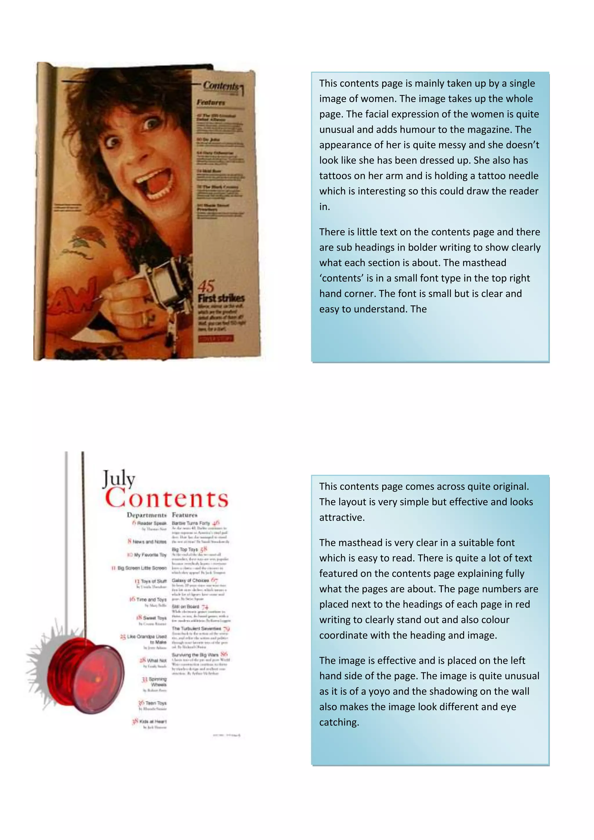 Reasearch contents pages