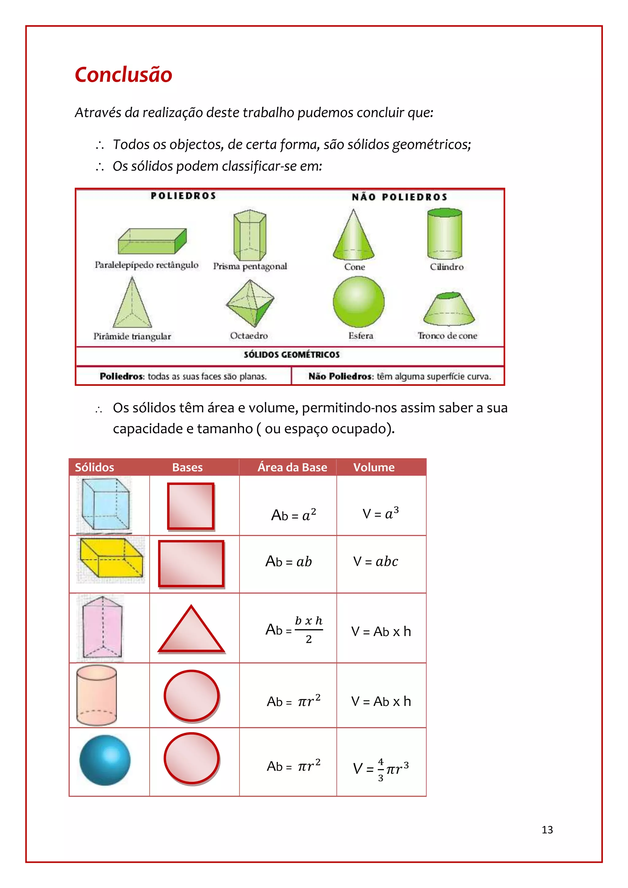 Áreas e volumes de sólidos | DOCX