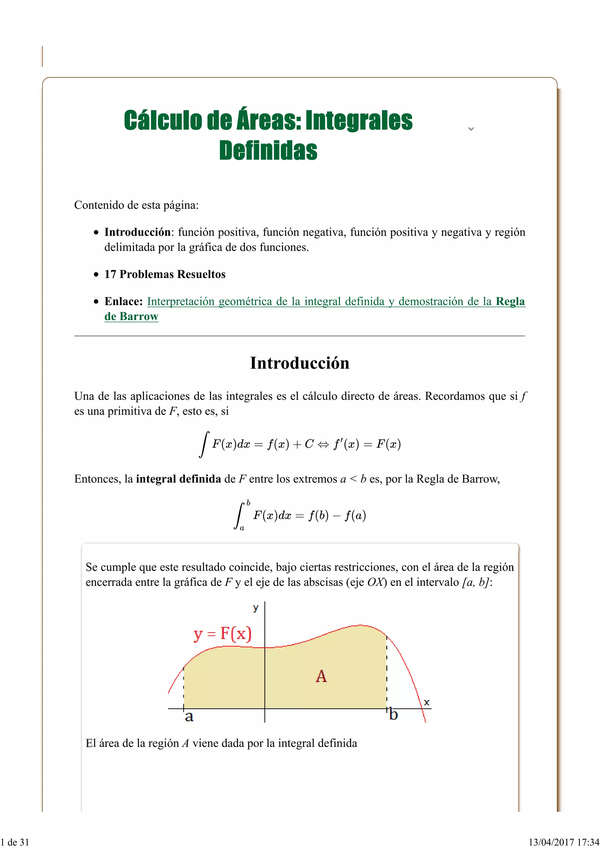 áReas integrales definidas áreas de regiones delimitadas por gráficas ...