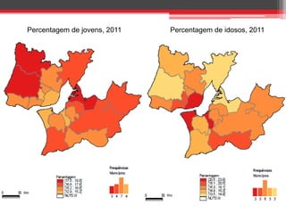 Percentagem de jovens, 2011

Percentagem de idosos, 2011

 