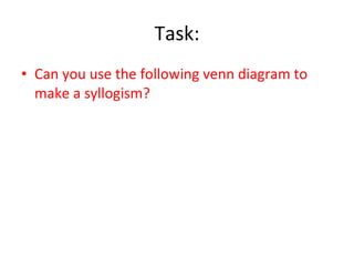 Task: Can you use the following venn diagram to make a syllogism? 