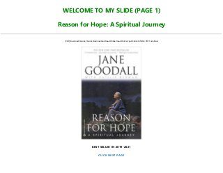 Pdf Epub Reason For Hope A Spiritual Journey Full Acces