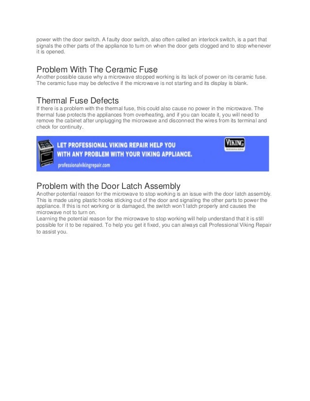 Reason for the Viking Microwaves Suddenly Stops Working.pdf