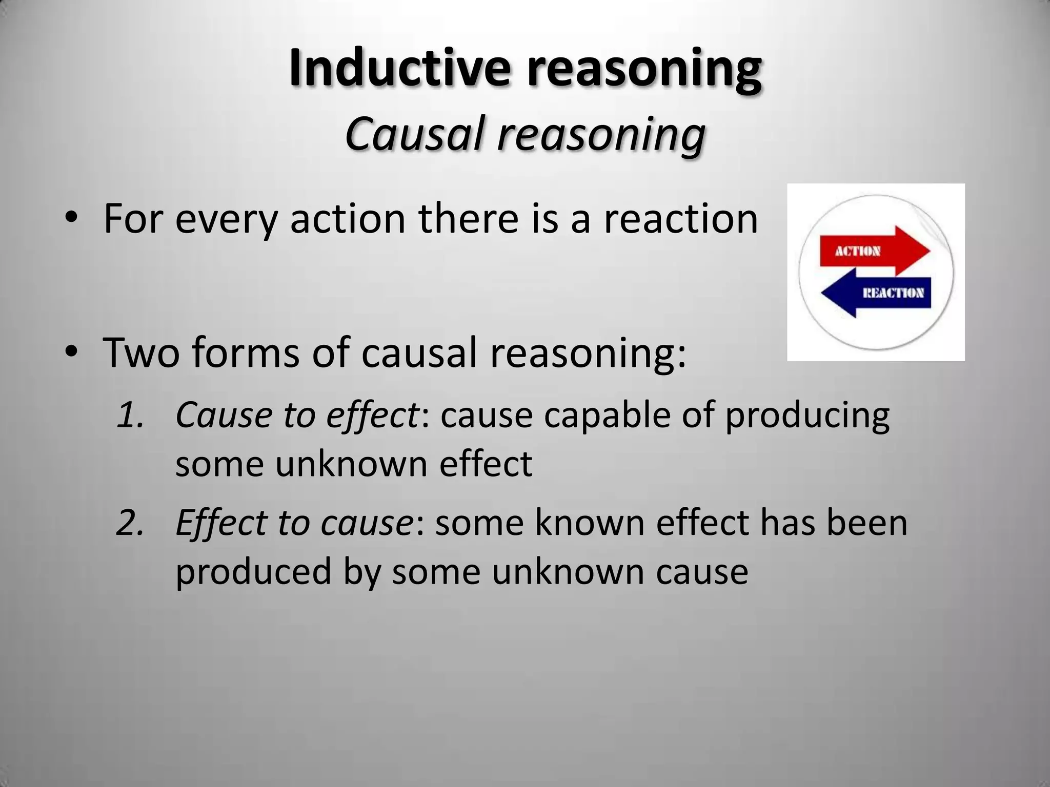 ConclusionINDUCTIVE REASONINGThe process of reasoning from specifics to a general conclusion related to those specifics