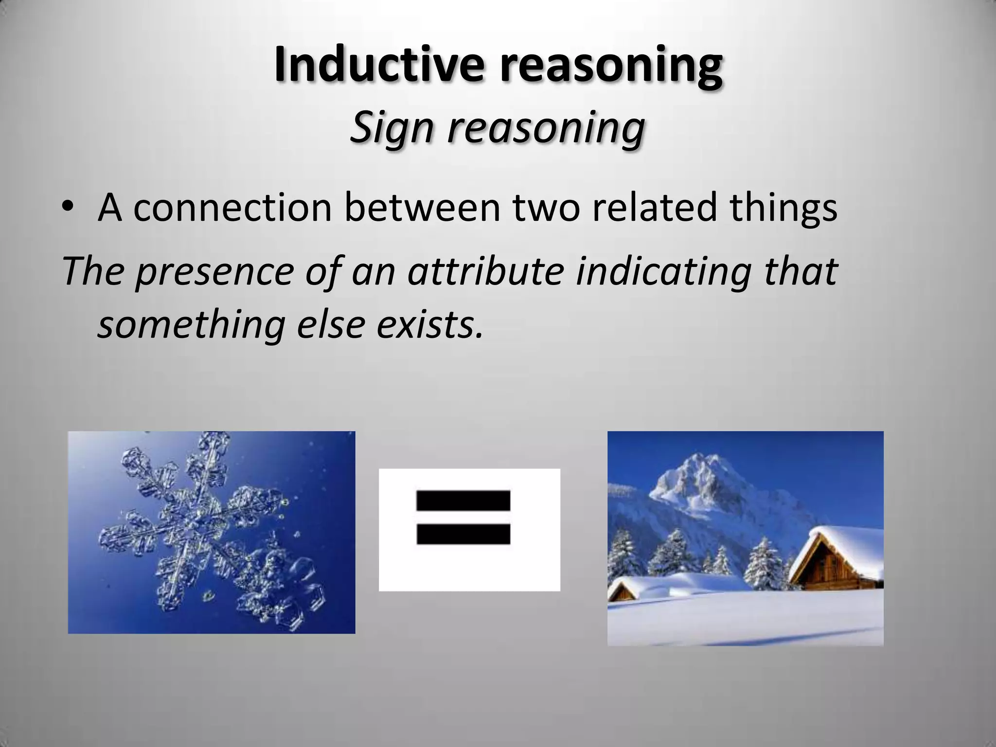 Inductive reasoningExample reasoningUsing specific instances as a basis for making a valid conclusionCase #1		Case #2		Case #3		Case #4