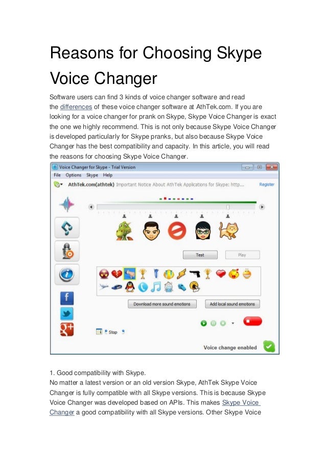 Reasons for Choosing Skype Voice Changer