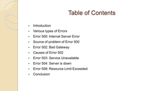 Reasons and Ways of Fixing Server Errors | PPTX