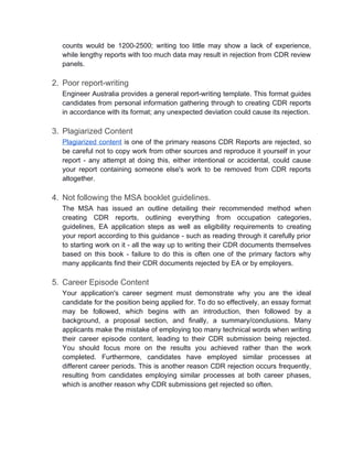 Reasons Why The CDR Report is Rejected. | PDF