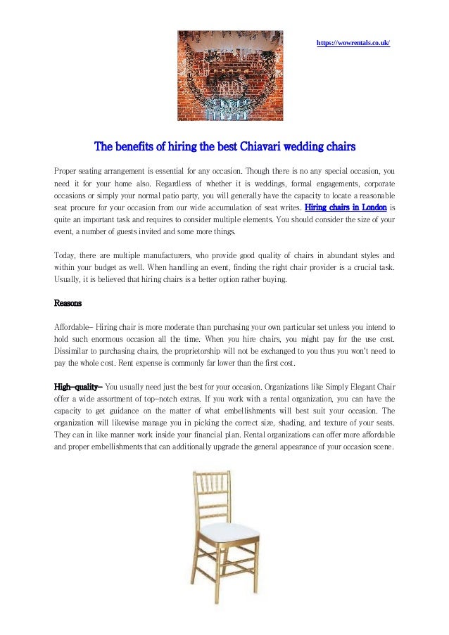 Reasons For Hiring Chairs In London