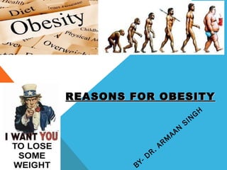 REASONS FOR OBESITYREASONS FOR OBESITY
BY- DR. ARM
AAN
SINGH
 