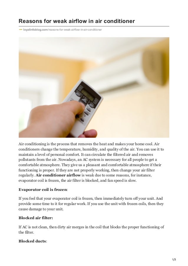 Reasons for weak airflow in air conditioner