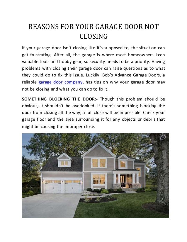 REASONS FOR YOUR GARAGE DOOR NOT CLOSING.docx