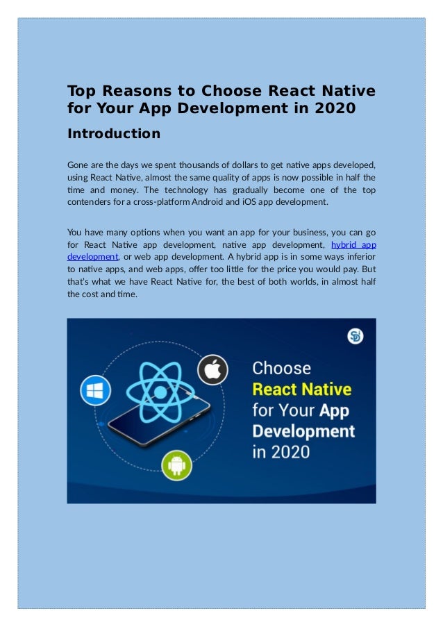 Reasons To Choose React Native For Your App Development In Reasons To Choose React Native For Your App Development In