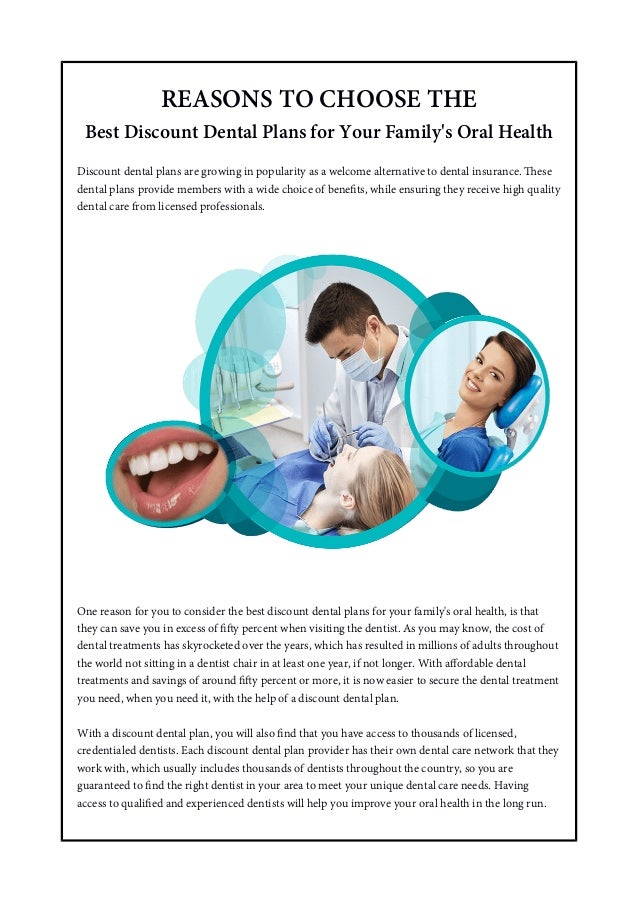 Reasons To Choose The Best Discount Dental Plans For Your Family S Or
