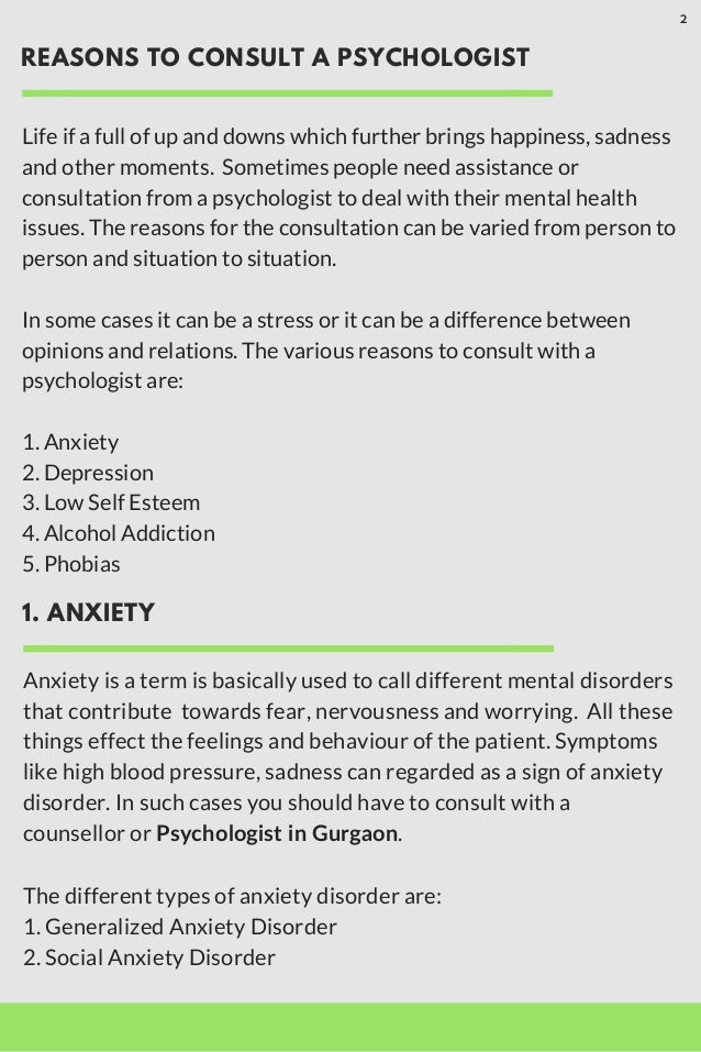 Reasons to Consult a Psychologist in Gurgaon