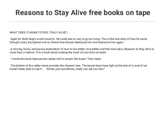 100 reasons to stay alive book
