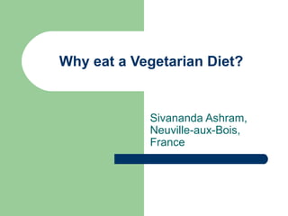 Why eat a Vegetarian Diet? Sivananda Ashram, Neuville-aux-Bois, France 