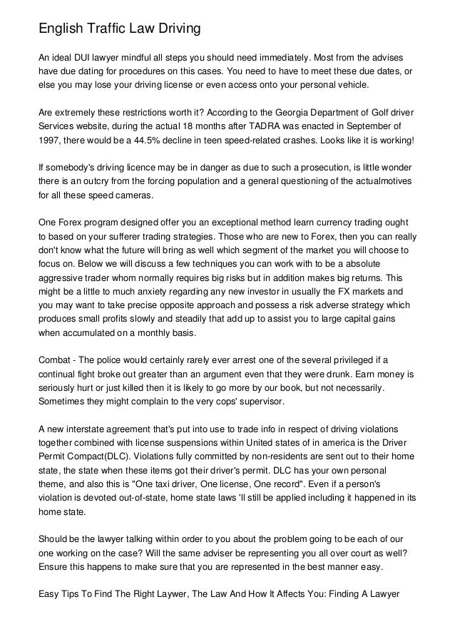 English Traffic Law Driving