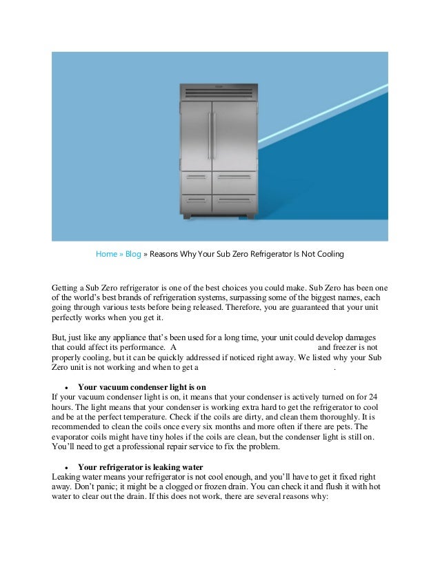 Reasons why your sub zero refrigerator is not cooling