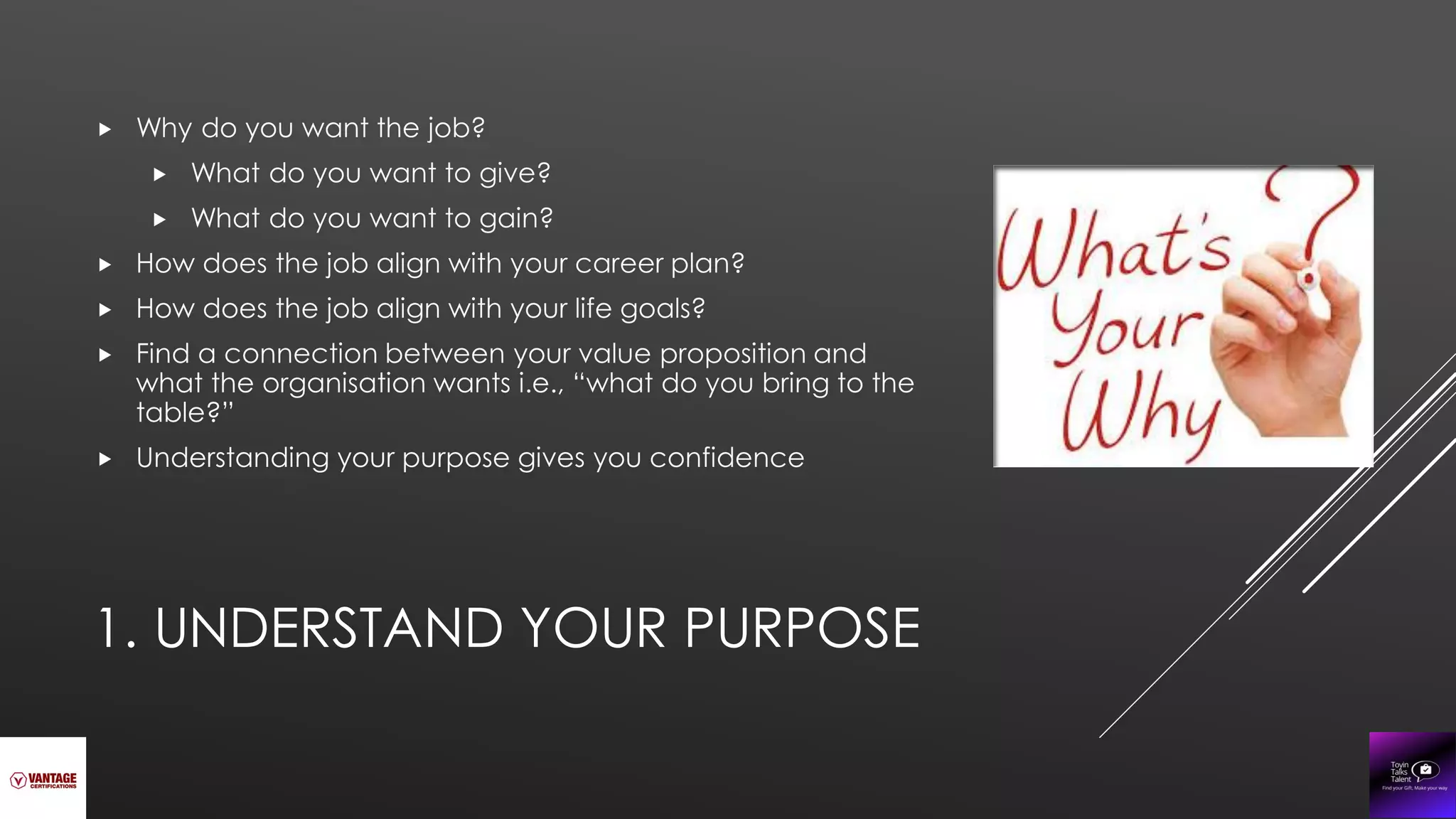 1. UNDERSTAND YOUR PURPOSE
 