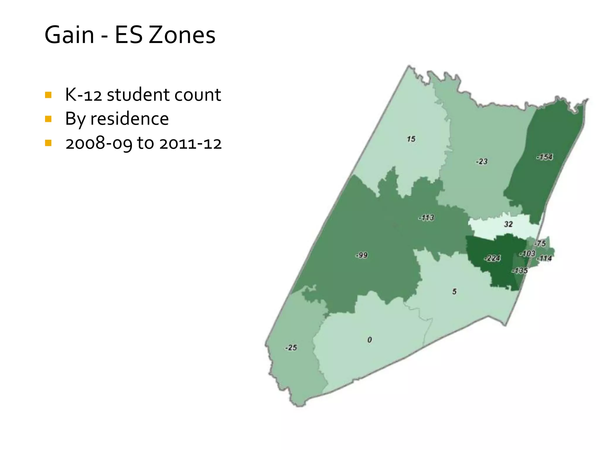 Gain - ES Zones

   K-12 student count
   By residence
   2008-09 to 2011-12




                         20
 