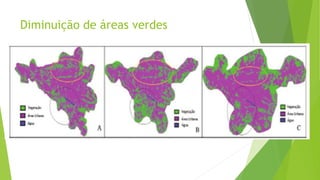 Diminuição de áreas verdes
 