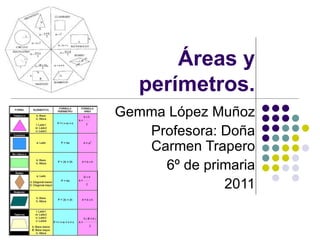 Áreas y perímetros. Gemma López Muñoz Profesora: Doña Carmen Trapero 6º de primaria 2011 