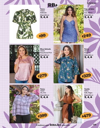 108
RB+
Túnica
72224
Multicolor
Disponible en:
2, 4, 6
$99
Traje de Baño
71412
Azul, Blanco
Disponible en:
2, 4, 6
$249
Blusa Satinada
72243
Rosa/Animal Print
Disponible en:
2, 4, 6
$279
Túnica
72257
Lila, Gris
Disponible en:
2, 4, 6
$399
Túnica
72253
Multicolor
Disponible en:
2, 4, 6
$329
Vestido
70914
Café, Negro
Disponible en:
2, 4, 6
$479
 