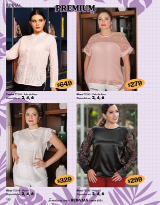 117
PREMIUM
Camisa 72269 • Palo de Rosa
Disponible en: 2, 4, 6
$649
Blusa 72244 • Blanco
Disponible en: 2, 4, 6
$329
Blusa 72242 • Palo de Rosa
Disponible en: 2, 4, 6
$279
Blusa 72255 • Negro
Disponible en: 2, 4, 6
$299
 