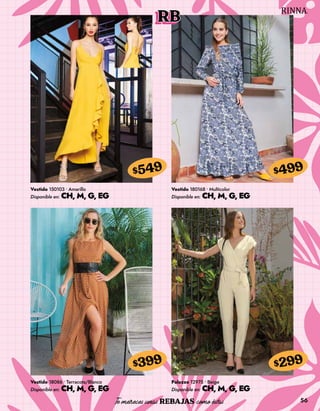 56
RB
Vestido 150103 • Amarillo
Disponible en: CH, M, G, EG
$549
Vestido 18086 • Terracota/Blanco
Disponible en: CH, M, G, EG
$399
Vestido 180168 • Multicolor
Disponible en: CH, M, G, EG
$499
Palazzo 12975 • Beige
Disponible en: CH, M, G, EG
$299
 