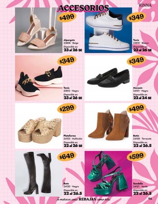 96
Alpargata
23808 • Beige
Disponible en:
23al26SE
$499
Tenis
23812 • Negro
Disponible en:
23al26SE
$349
Plataforma
24103 • Multicolor
Disponible en:
22al26SE
$299
Bota
24120 • Negro
Disponible en:
22al 26.5
$649
Tenis
23810 • Blanco
Disponible en:
23al26SE
$349
Mocasín
24101 • Negro
Disponible en:
22al24SE
$349
Botín
24108 • Terracota
Disponible en:
22al 26.5
$499
Sandalia
24121 • Verde
Disponible en:
22al 26.5
$599
ACCESORIOS
 