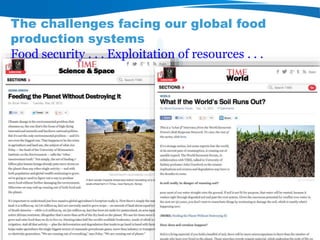 Rebalancing our food production systems: Sustainable Intensification through water, land and ecosystems lens