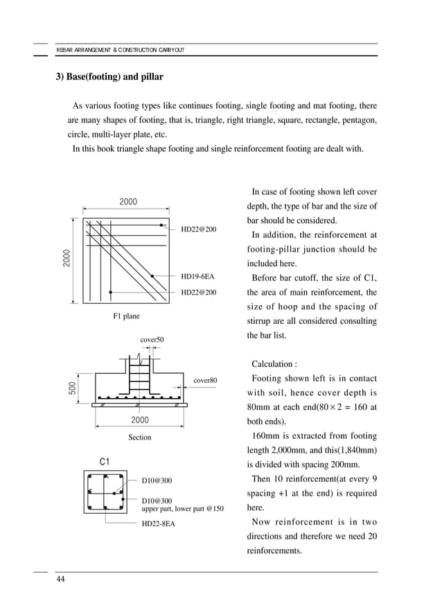 Rebar arrangement and construction carryout