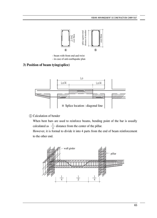 Rebar arrangement and construction carryout