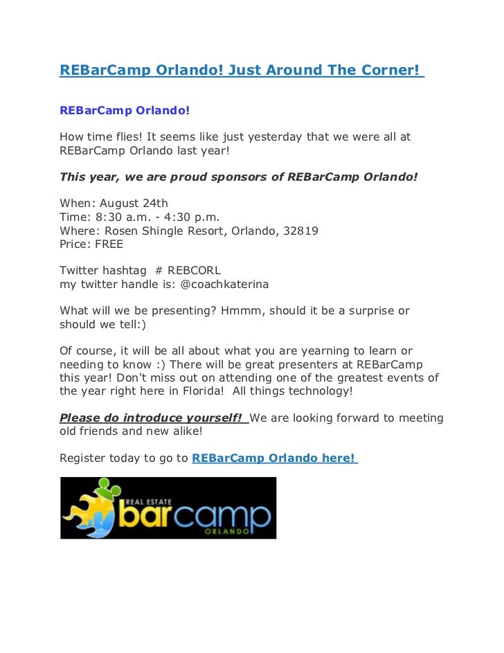 REBarCamp Orlando! Just Around The Corner!