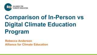 Rebecca Anderson
Alliance for Climate Education
Comparison of In-Person vs
Digital Climate Education
Program
 