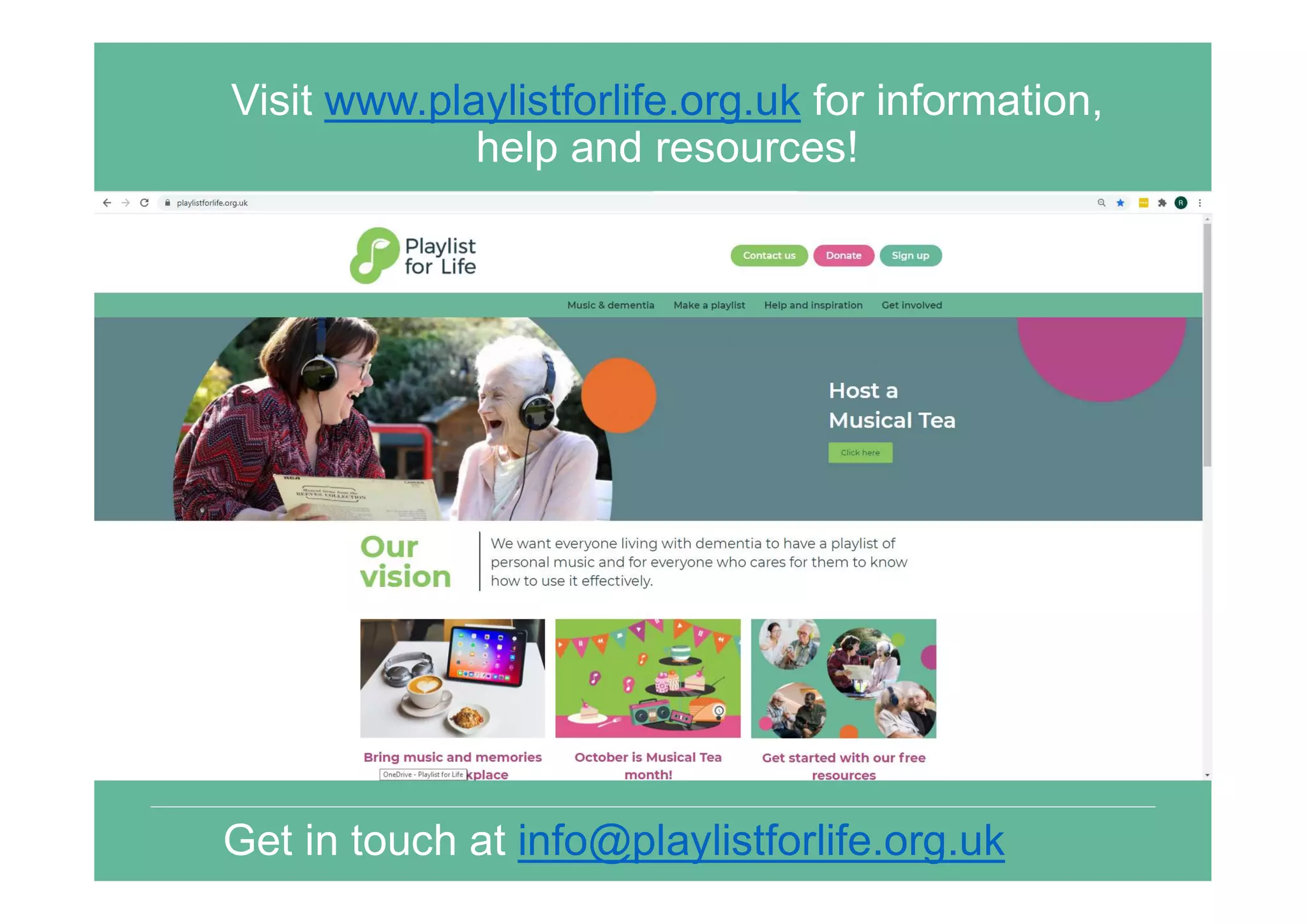 Visit www.playlistforlife.org.uk for information,
help and resources!
Get in touch at info@playlistforlife.org.uk
 