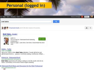 Personal (logged in)




             @VirtualMarketer | Rebecca Murtagh
               © 2012 Karner Blue Marketing LLC
 