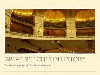 GREAT SPEECHES IN HISTORY 
Theodore Roosevelt and “The Man in the Arena” 
 