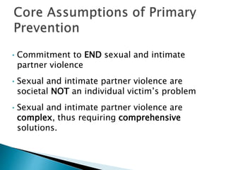 Primary Prevention of Sexual and Intimate Partner Violence | PPTX