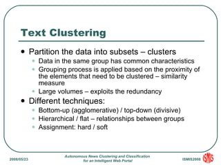 Autonomous News Clustering and Classification for an Intelligent Web ...