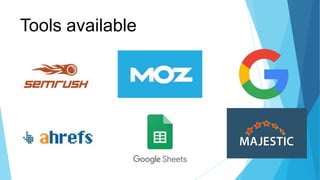 Put four of your
competitors into
Moz’s Open Site
Explorer.
 