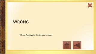 Please Try Again, think equal in size.
WRONG
 