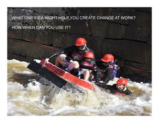 WHAT ONE IDEA MIGHT HELP YOU CREATE CHANGE AT WORK?!
!
HOW/WHEN CAN YOU USE IT?!
 