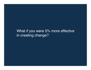 What if you were 5% more effective !
in creating change?!
 