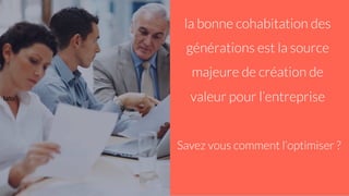 lato
la bonne cohabitation des
générations est la source
majeure de création de
valeur pour l’entreprise
Savez vous comment l’optimiser ?
 