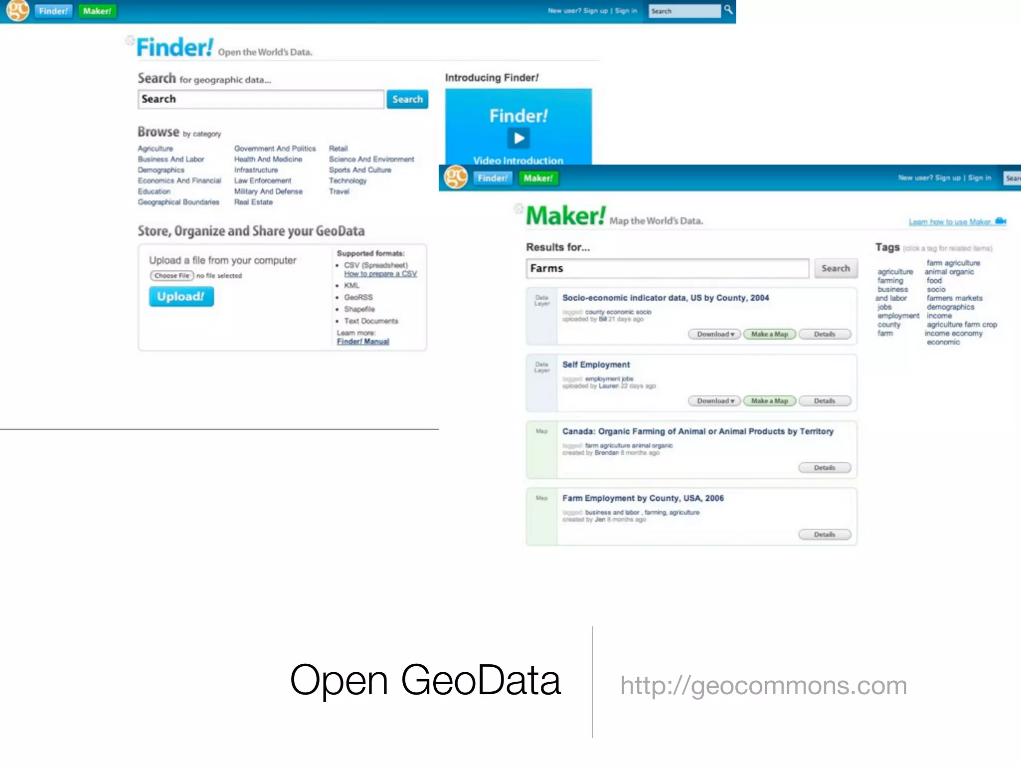 Open GeoData   http://geocommons.com
 