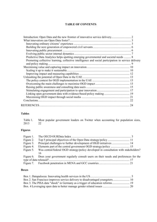 TABLE OF CONTENTS
Introduction: Open Data and the new frontier of innovative service delivery........................... 2...